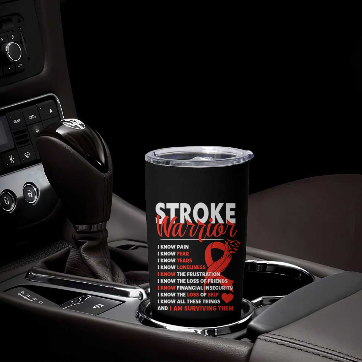 Stroke Warrior Tumbler Cup I Know Pain Fear Feather Red Ribbon TS11 Print Your Wear
