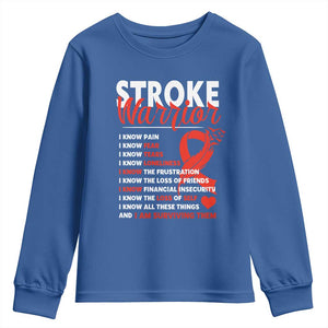 Stroke Warrior Youth Sweatshirt I Know Pain Fear Feather Red Ribbon TS11 Royal Blue Print Your Wear