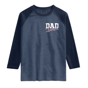 Dad Girl 2026 Raglan Shirt Soon to Be Daddy of Baby Girl TS11 Heather Denim Navy Print Your Wear