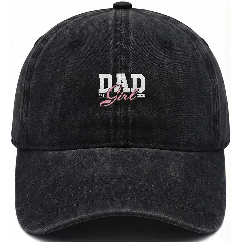 Dad Girl 2026 Washed Cotton Baseball Cap Soon to Be Daddy of Baby Girl TS11 Print Your Wear