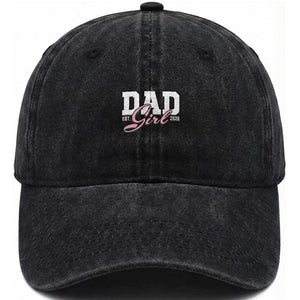Dad Girl 2026 Washed Cotton Baseball Cap Soon to Be Daddy of Baby Girl TS11 Print Your Wear