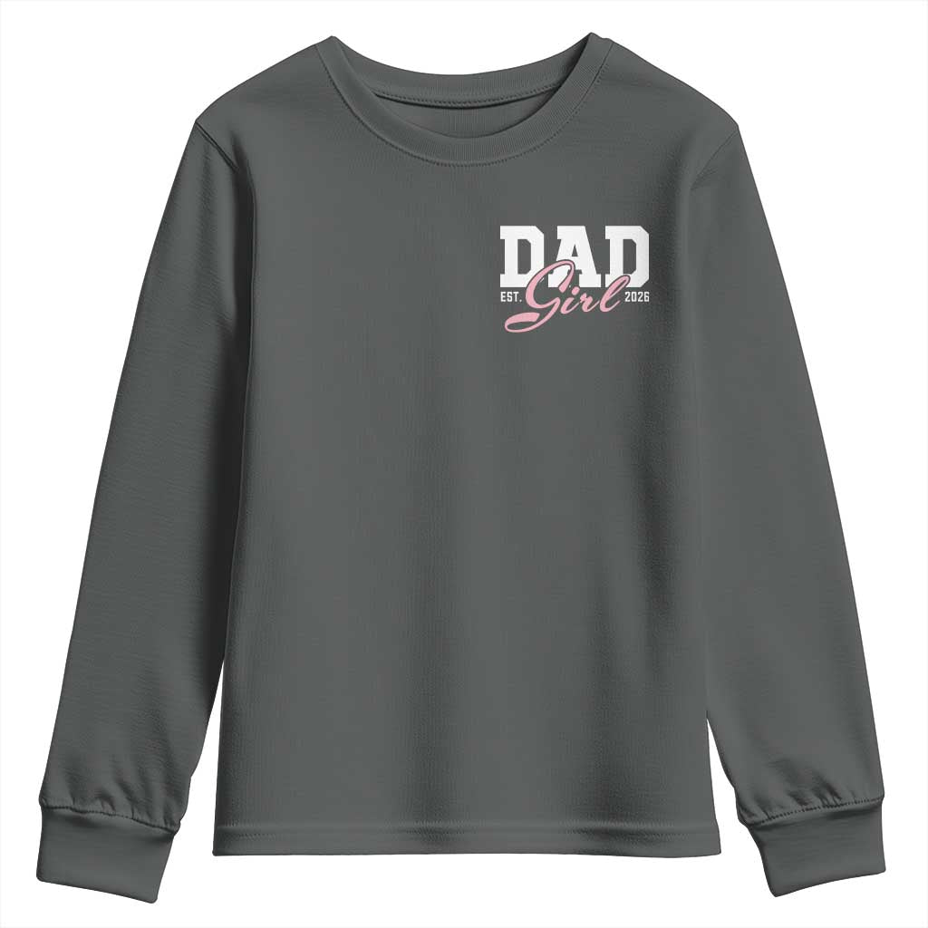 Dad Girl 2026 Youth Sweatshirt Soon to Be Daddy of Baby Girl TS11 Dark Heather Print Your Wear