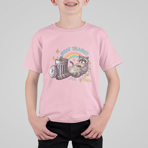 Funny Raccoon T Shirt For Kid Stay Trashy Rainbow Bin Cute Trash Panda TS11 Light Pink Print Your Wear