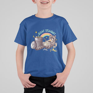 Funny Raccoon T Shirt For Kid Stay Trashy Rainbow Bin Cute Trash Panda TS11 Royal Blue Print Your Wear