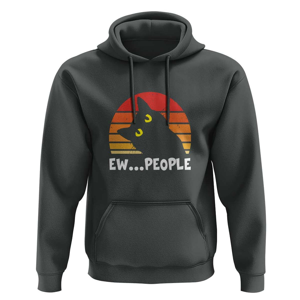 Funny Black Cat Hoodie Eww People Vintage Retro Kitten TS11 Dark Heather Print Your Wear
