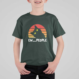 Funny Black Cat T Shirt For Kid Eww People Vintage Retro Kitten TS11 Dark Forest Green Print Your Wear