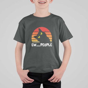 Funny Black Cat T Shirt For Kid Eww People Vintage Retro Kitten TS11 Dark Heather Print Your Wear