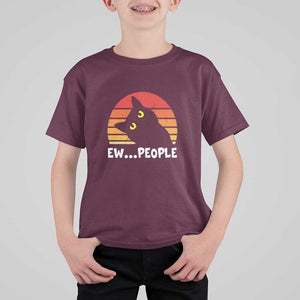 Funny Black Cat T Shirt For Kid Eww People Vintage Retro Kitten TS11 Maroon Print Your Wear