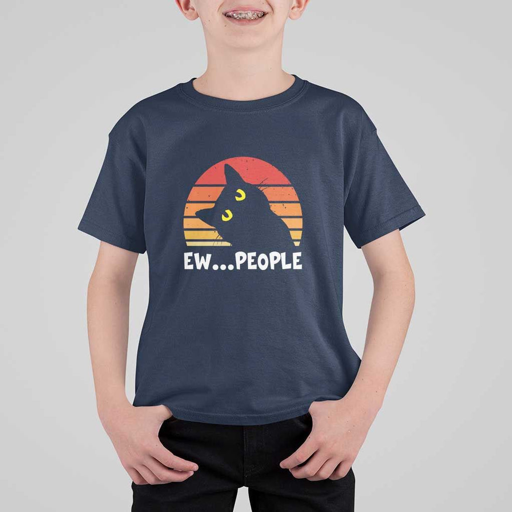 Funny Black Cat T Shirt For Kid Eww People Vintage Retro Kitten TS11 Navy Print Your Wear