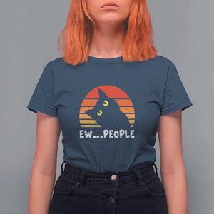 Funny Black Cat T Shirt For Women Eww People Vintage Retro Kitten TS11 Navy Print Your Wear