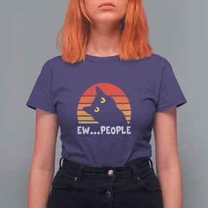 Funny Black Cat T Shirt For Women Eww People Vintage Retro Kitten TS11 Purple Print Your Wear