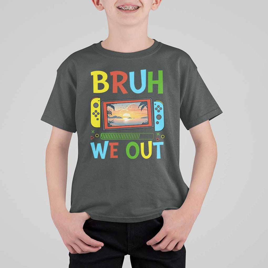 Summer Vacation T Shirt For Kid Bruh We Out Game Console Happy Last Day Of School TS11 Dark Heather Print Your Wear