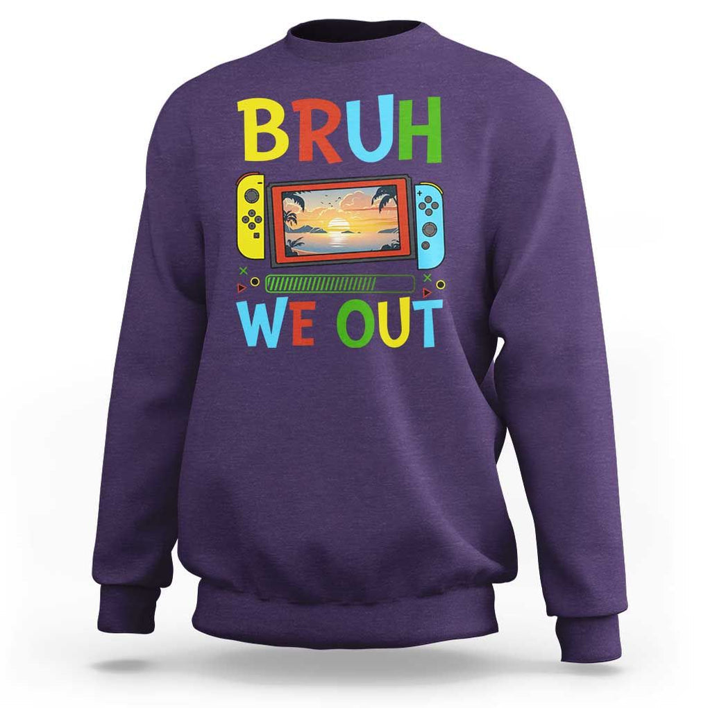 Summer Vacation Sweatshirt Bruh We Out Game Console Happy Last Day Of School TS11 Purple Print Your Wear
