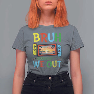 Summer Vacation T Shirt For Women Bruh We Out Game Console Happy Last Day Of School TS11 Charcoal Print Your Wear