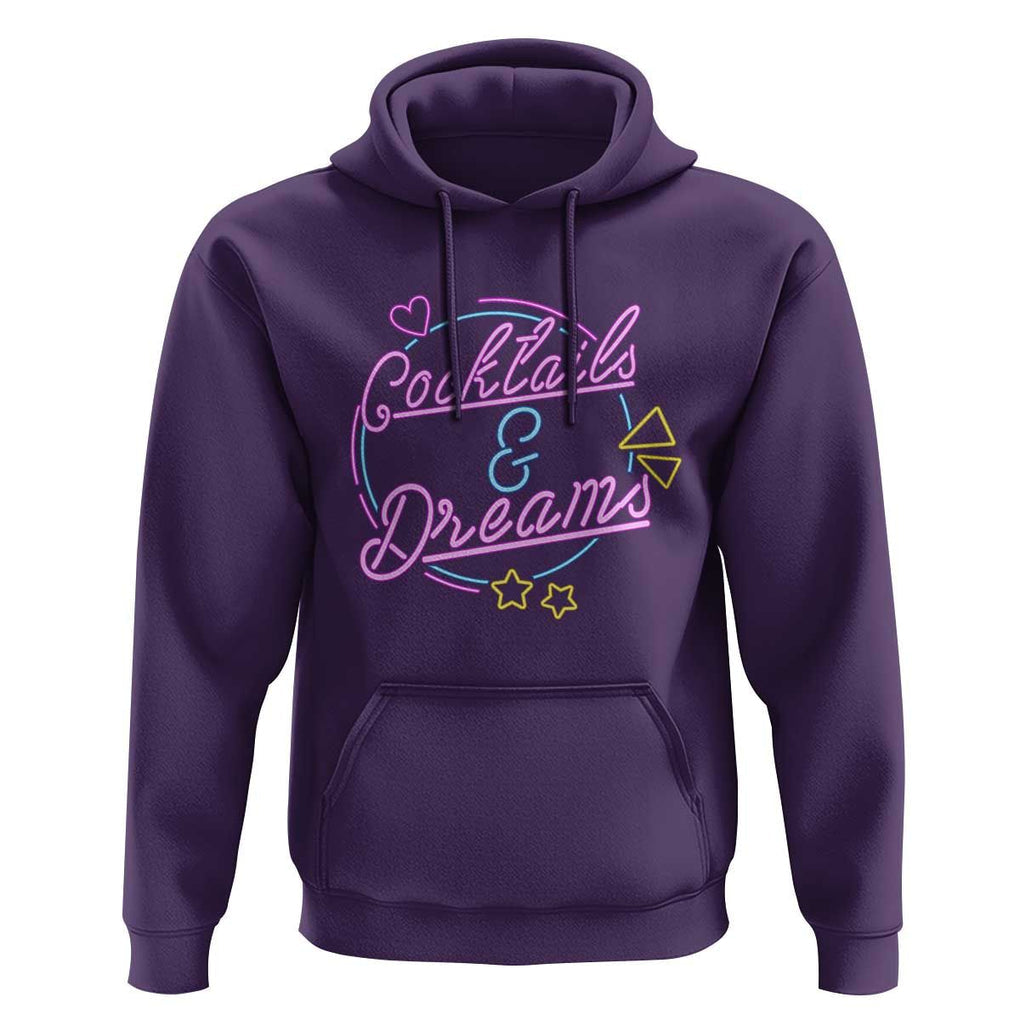 80s Vintage Style Hoodie Cocktails And Dreams Neon Sign Summer Vibe TS11 Purple Print Your Wear