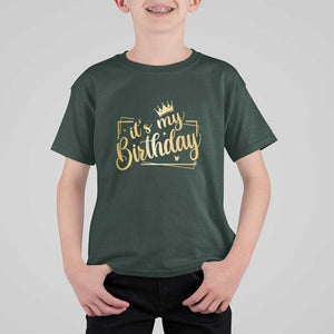 It's My Birthday Party T Shirt For Kid B-day Squad Crown TS11 Dark Forest Green Print Your Wear