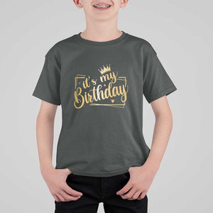 It's My Birthday Party T Shirt For Kid B-day Squad Crown TS11 Dark Heather Print Your Wear