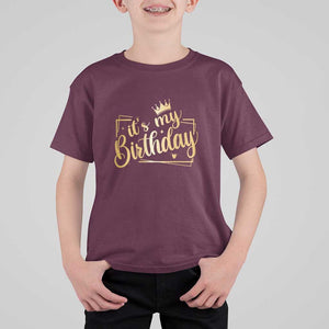 It's My Birthday Party T Shirt For Kid B-day Squad Crown TS11 Maroon Print Your Wear