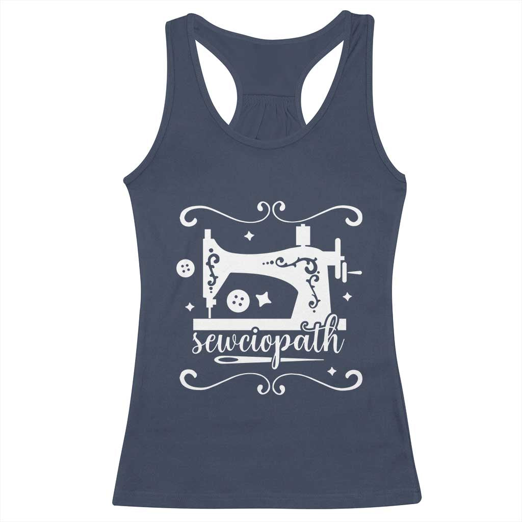 Sewing Lover Racerback Tank Top Sewciopath Quilter Sewing Machine TS11 Navy Print Your Wear