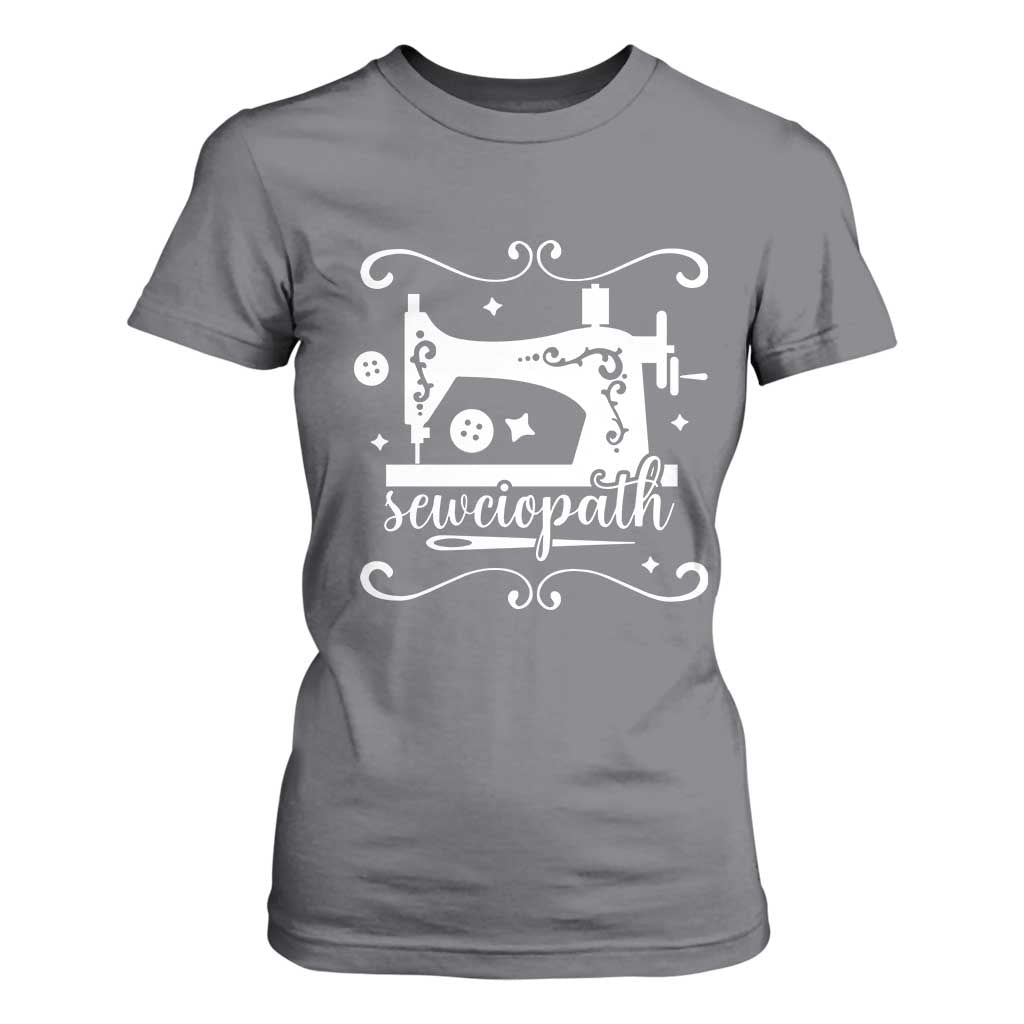 Sewing Lover T Shirt For Women Sewciopath Quilter Sewing Machine TS11 Charcoal Print Your Wear