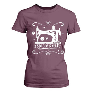 Sewing Lover T Shirt For Women Sewciopath Quilter Sewing Machine TS11 Maroon Print Your Wear