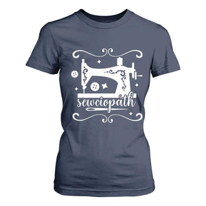 Sewing Lover T Shirt For Women Sewciopath Quilter Sewing Machine TS11 Navy Print Your Wear