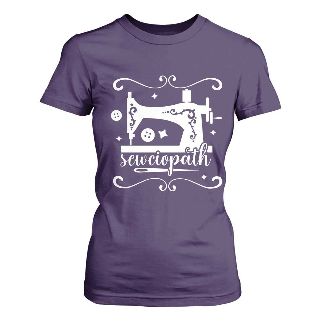 Sewing Lover T Shirt For Women Sewciopath Quilter Sewing Machine TS11 Purple Print Your Wear