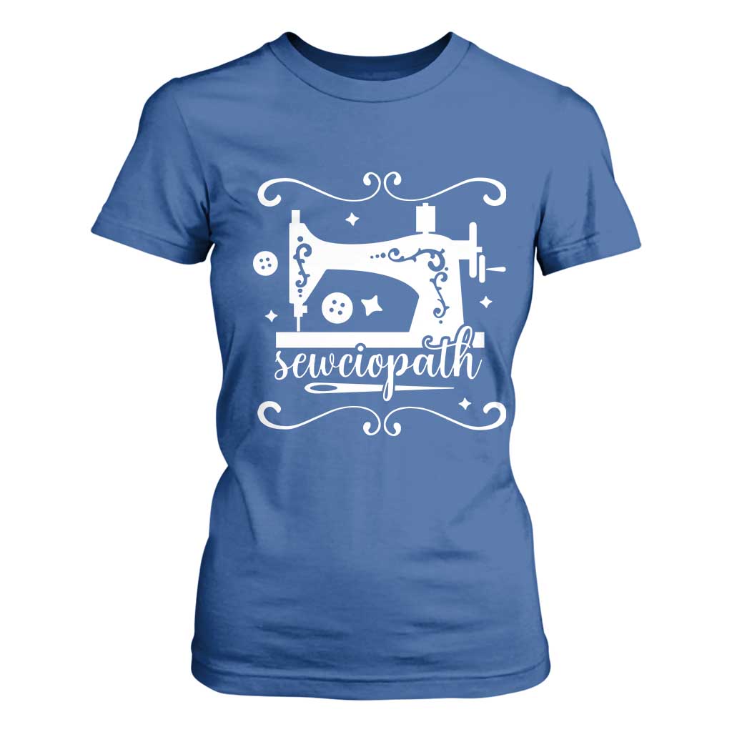 Sewing Lover T Shirt For Women Sewciopath Quilter Sewing Machine TS11 Royal Blue Print Your Wear
