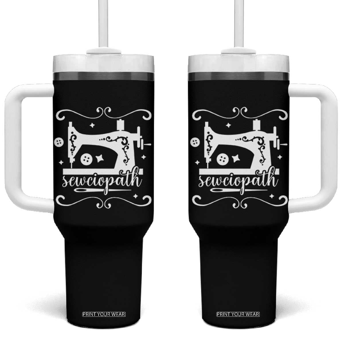 Sewing Lover Tumbler With Handle Sewciopath Quilter Sewing Machine TS11 One Size: 40 oz Black Print Your Wear