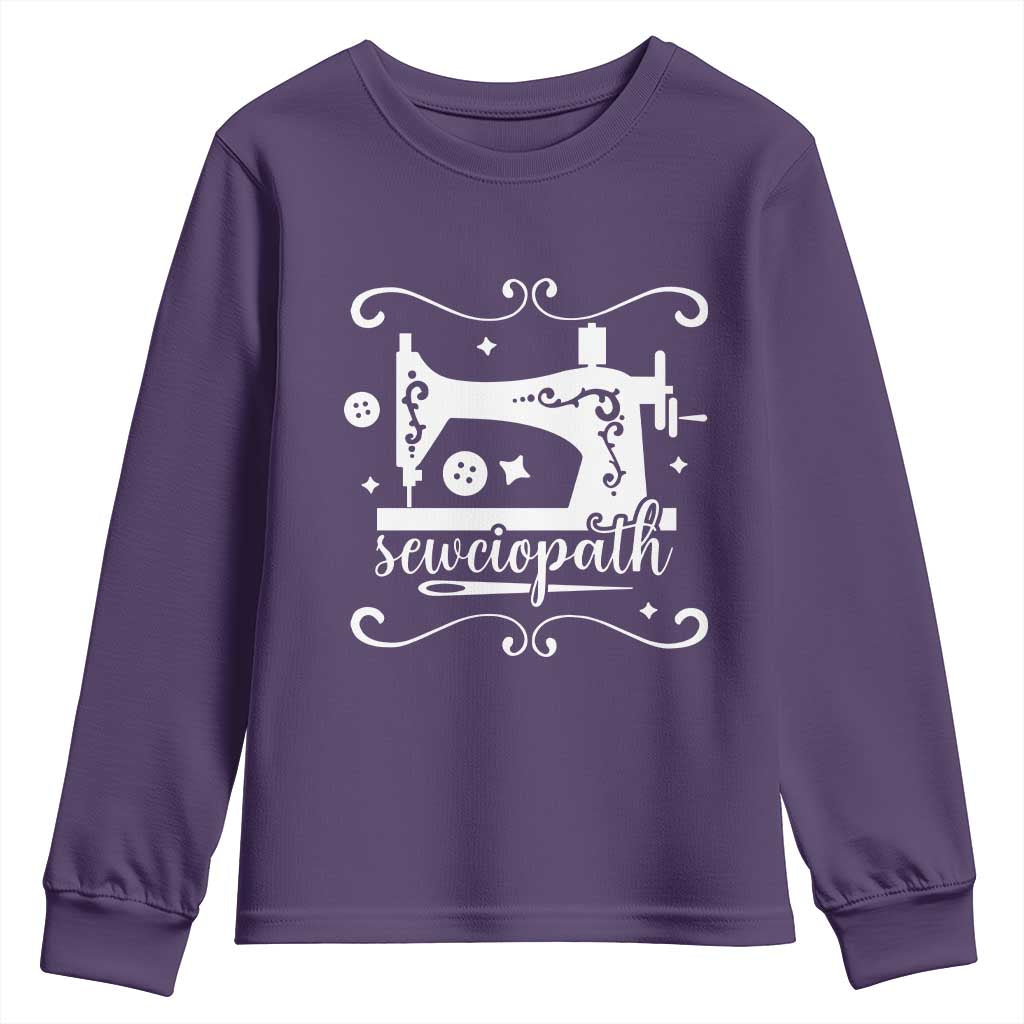 Sewing Lover Youth Sweatshirt Sewciopath Quilter Sewing Machine TS11 Purple Print Your Wear