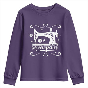 Sewing Lover Youth Sweatshirt Sewciopath Quilter Sewing Machine TS11 Purple Print Your Wear