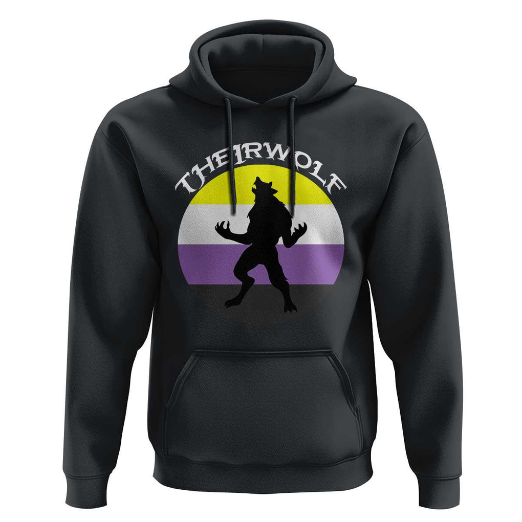 Non Binary Hoodie Theirwolf Enby Flag LGBTQ Pride TS11 Black Print Your Wear