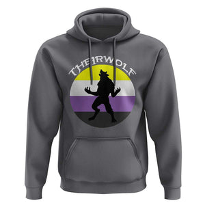 Non Binary Hoodie Theirwolf Enby Flag LGBTQ Pride TS11 Charcoal Print Your Wear