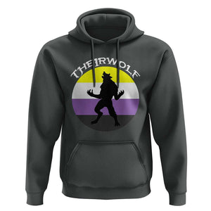 Non Binary Hoodie Theirwolf Enby Flag LGBTQ Pride TS11 Dark Heather Print Your Wear