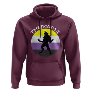 Non Binary Hoodie Theirwolf Enby Flag LGBTQ Pride TS11 Maroon Print Your Wear
