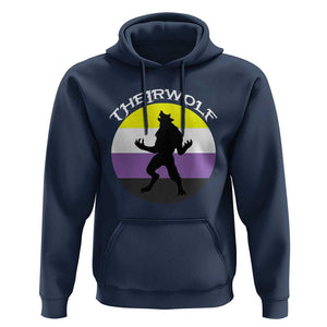 Non Binary Hoodie Theirwolf Enby Flag LGBTQ Pride TS11 Navy Print Your Wear