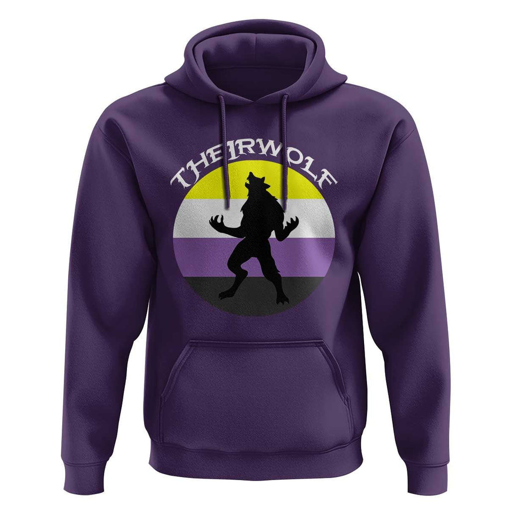 Non Binary Hoodie Theirwolf Enby Flag LGBTQ Pride TS11 Purple Print Your Wear