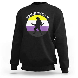 Non Binary Sweatshirt Theirwolf Enby Flag LGBTQ Pride TS11 Black Print Your Wear