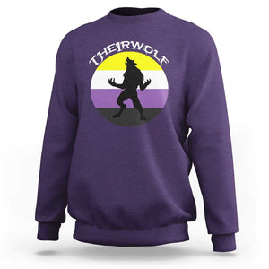 Non Binary Sweatshirt Theirwolf Enby Flag LGBTQ Pride TS11 Purple Print Your Wear