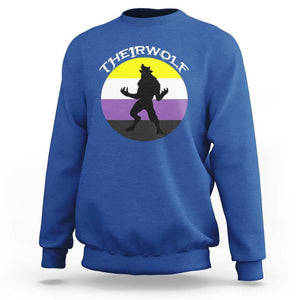 Non Binary Sweatshirt Theirwolf Enby Flag LGBTQ Pride TS11 Royal Blue Print Your Wear