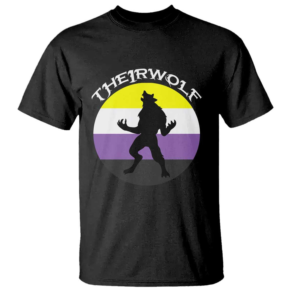 Non Binary T Shirt Theirwolf Enby Flag LGBTQ Pride TS11 Black Print Your Wear