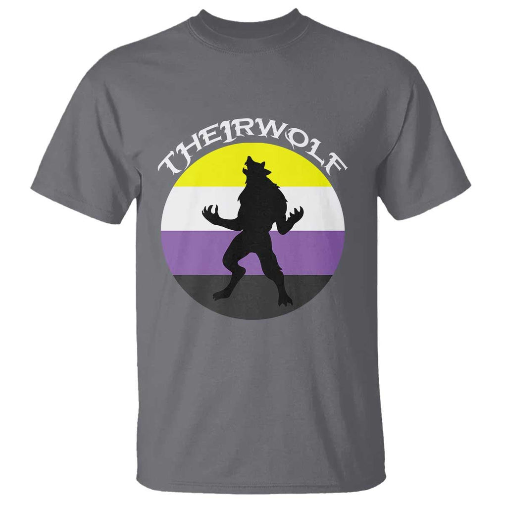 Non Binary T Shirt Theirwolf Enby Flag LGBTQ Pride TS11 Charcoal Print Your Wear