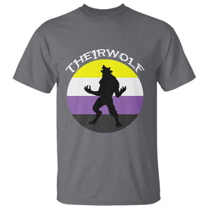 Non Binary T Shirt Theirwolf Enby Flag LGBTQ Pride TS11 Charcoal Print Your Wear