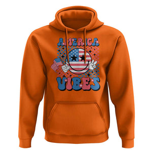 American Vibes Hoodie Retro Groovy USA Pride Flag 4th Of July TS11 Orange Print Your Wear