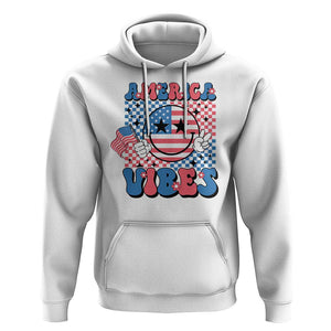 American Vibes Hoodie Retro Groovy USA Pride Flag 4th Of July TS11 White Print Your Wear
