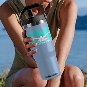 Funny Swimming Flip Straw Tumbler I'm Unstoppable Swim Cool Practice Butterfly Swimming TS11 One Size: 30 oz Light Blue Print Your Wear