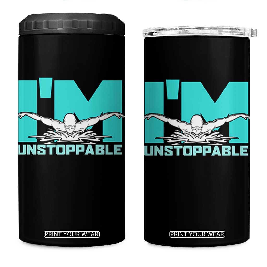 Funny Swimming 4 in 1 Can Cooler Tumbler I'm Unstoppable Swim Cool Practice Butterfly Swimming TS11 One Size: 16 oz Black Print Your Wear