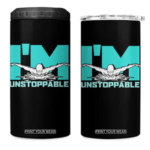 Funny Swimming 4 in 1 Can Cooler Tumbler I'm Unstoppable Swim Cool Practice Butterfly Swimming TS11 One Size: 16 oz Black Print Your Wear