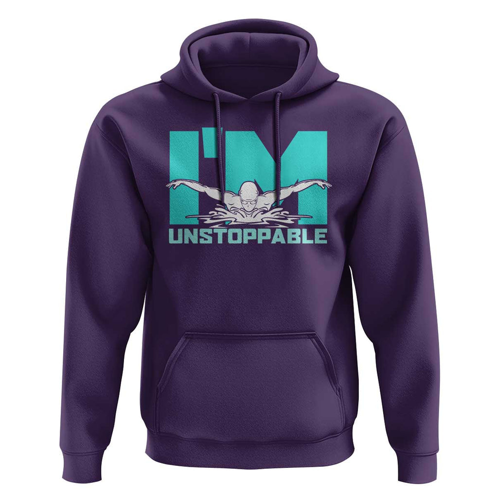 Funny Swimming Hoodie I'm Unstoppable Swim Cool Practice Butterfly Swimming TS11 Purple Print Your Wear