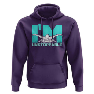 Funny Swimming Hoodie I'm Unstoppable Swim Cool Practice Butterfly Swimming TS11 Purple Print Your Wear